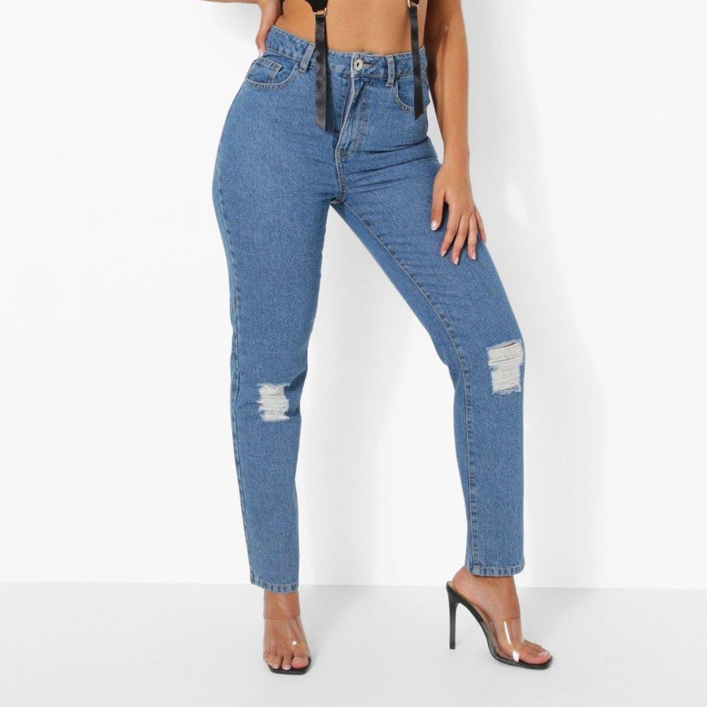 NWT! Boohoo midrise distressed boyfriend jeans! - Picture 1 of 8